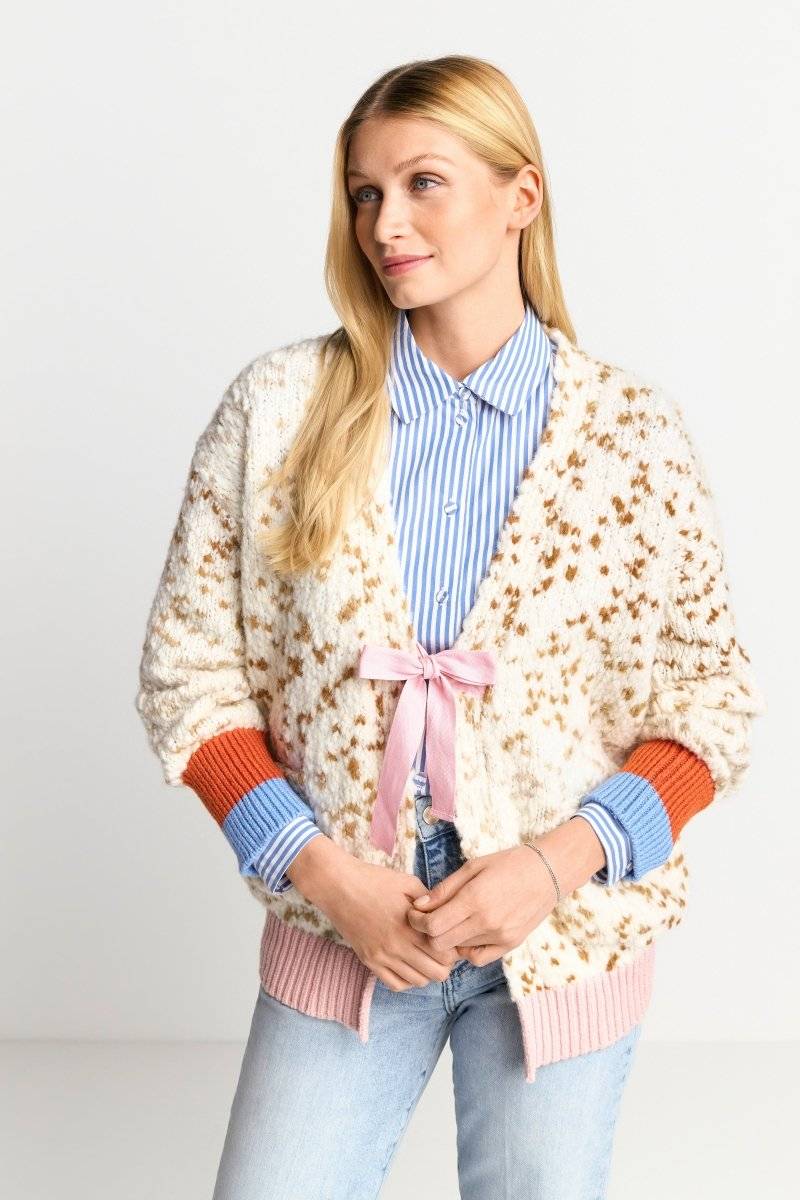 Eich & Royal Cardigan mit Kontrastbündchen und Schleife Online