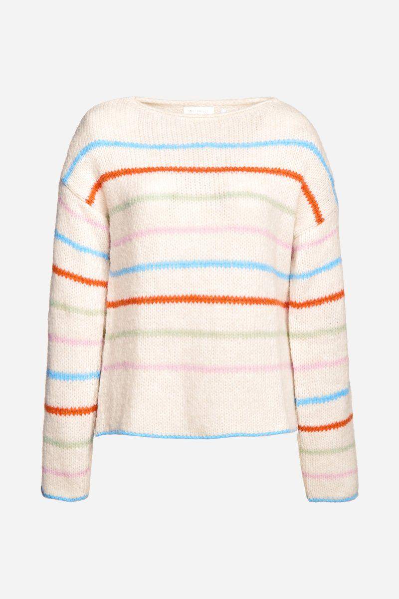 Eich & Royal Gestreifter Pullover in Perlweiß Flash Sale
