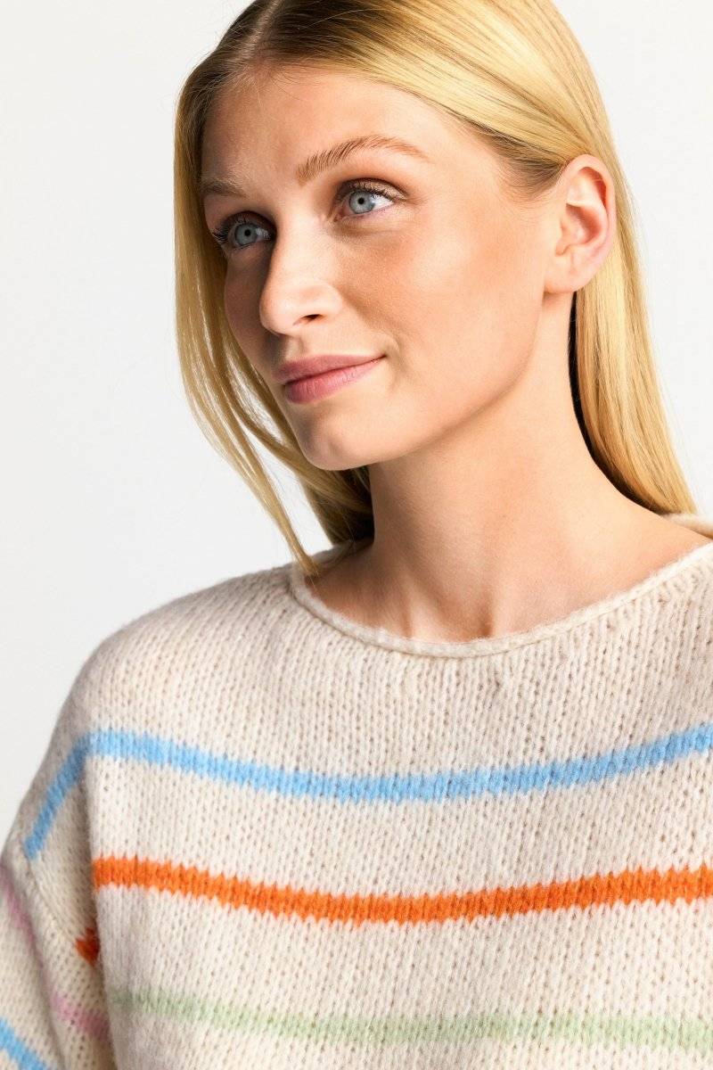 Eich & Royal Gestreifter Pullover in Perlweiß Flash Sale