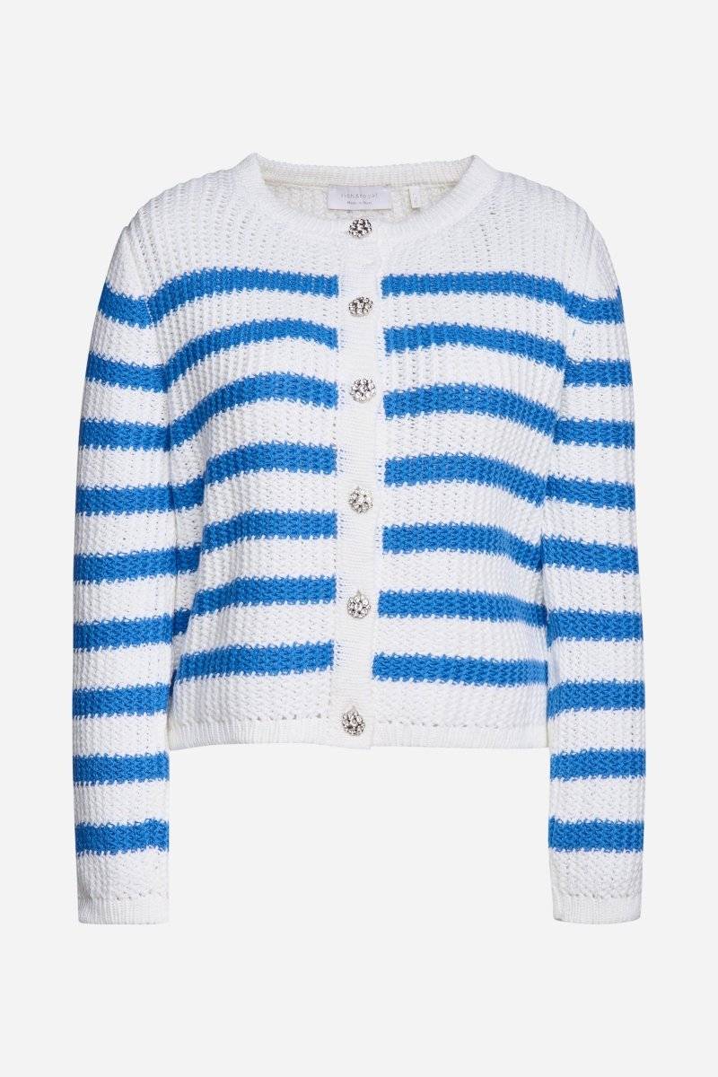 Eich & Royal Gestreifter Cardigan mit Kristallknöpfen Osterangebot