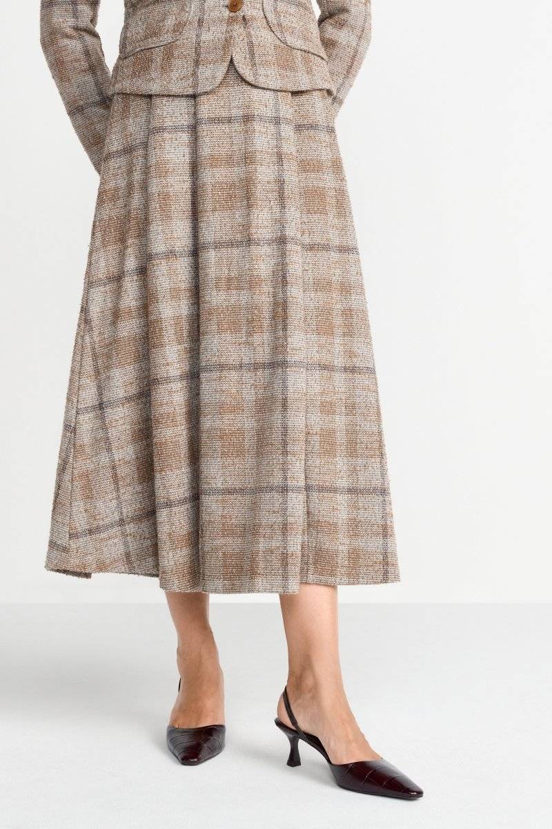 Eich & Royal Karierter High-Waist-Midirock Meist gekauft