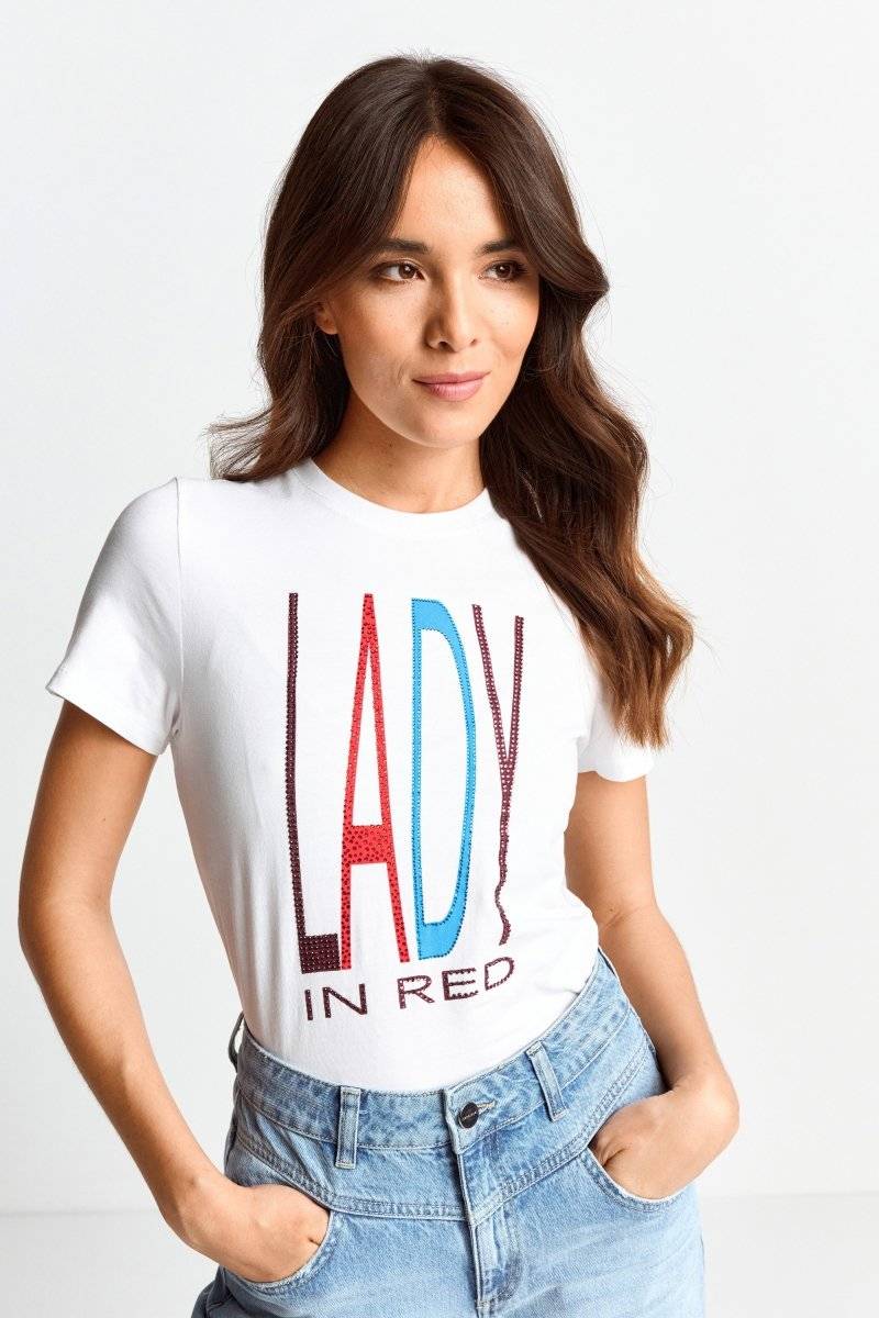 Eich & Royal T-Shirt mit Strass-Schriftzug Sonderangebot der Fabrik