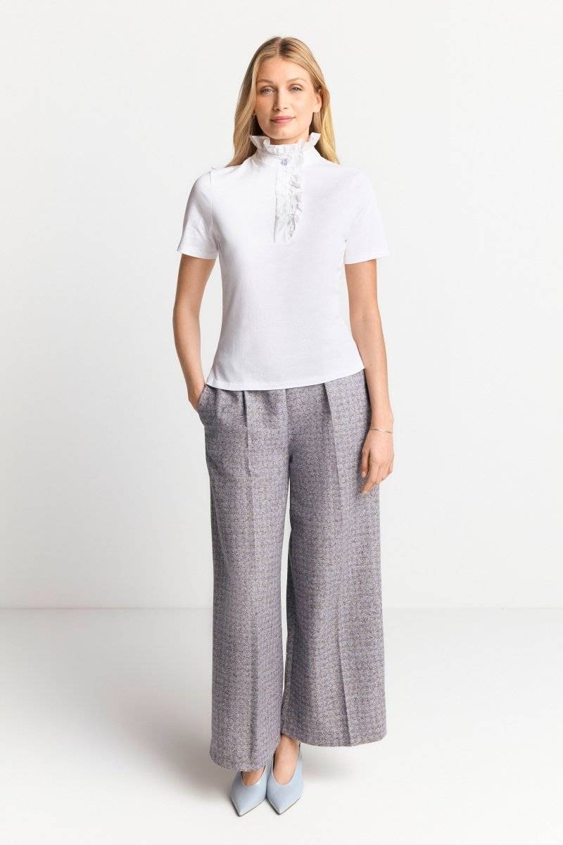 Eich & Royal Weißes T-Shirt mit Frill-Kragen Günstiger Verkauf