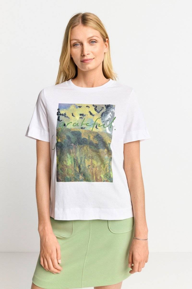 Eich & Royal Weißes T-Shirt mit Print Begrenztes Angebot