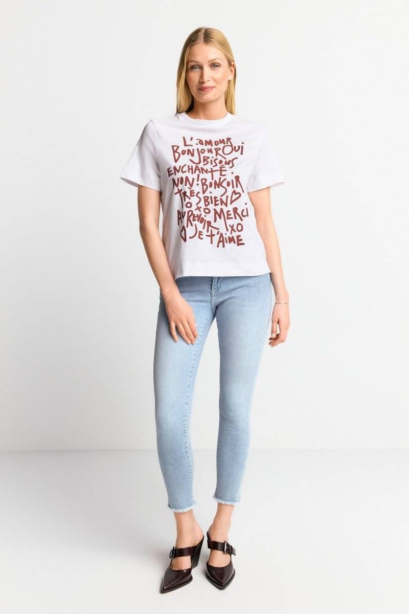 Eich & Royal Weißes T-Shirt mit Statement-Print Saisonschlussverkauf