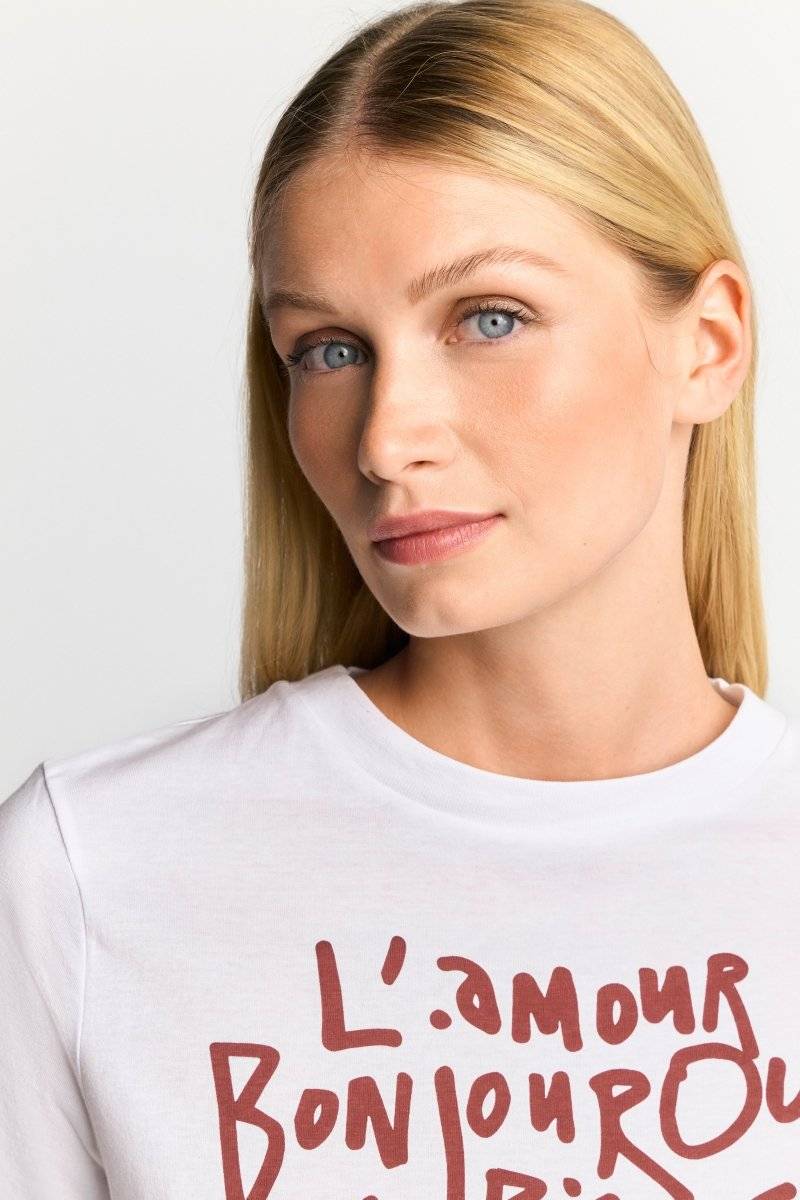 Eich & Royal Weißes T-Shirt mit Statement-Print Saisonschlussverkauf