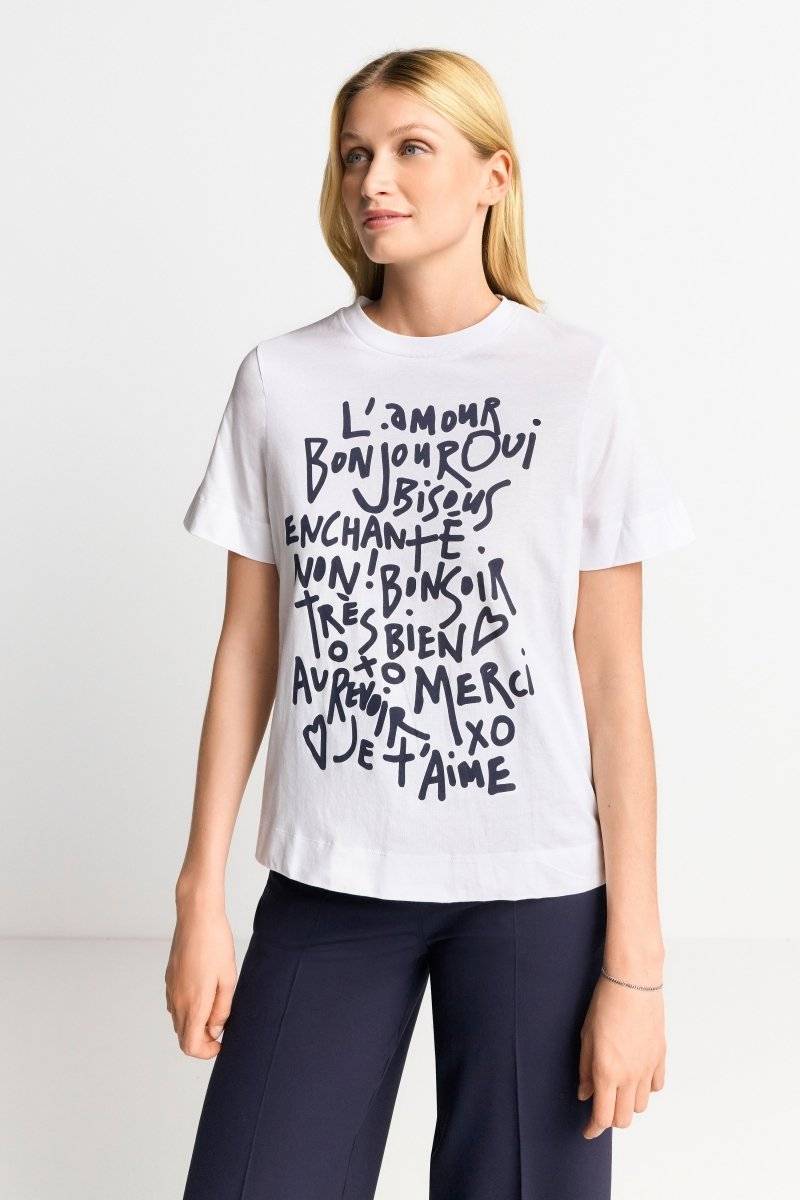 Eich & Royal Weißes T-Shirt mit Statement-Print Saisonschlussverkauf