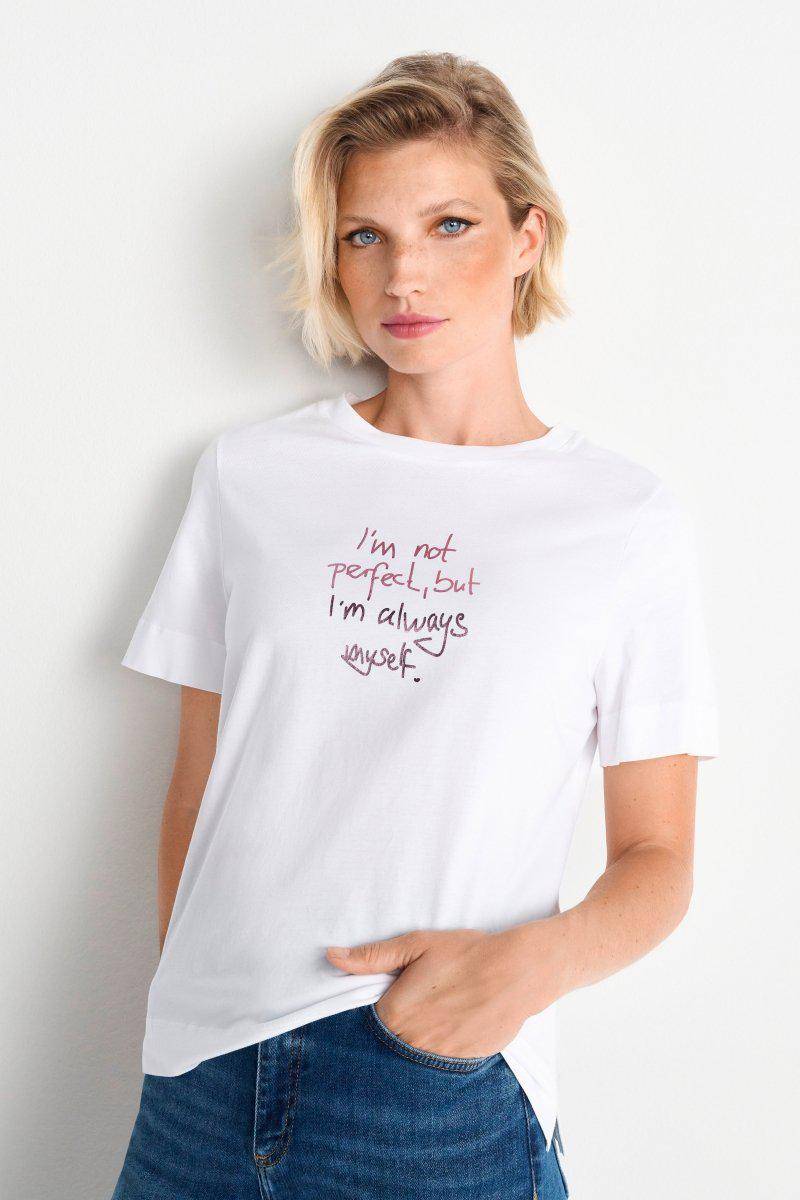 Eich & Royal Weißes Statement-T-Shirt Sonderangebot