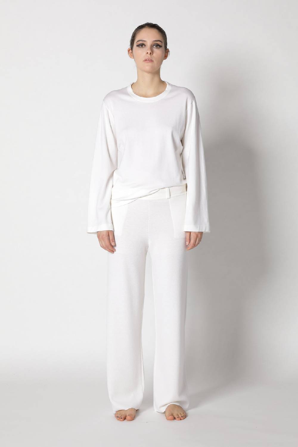 Sminfinity stretchy crewneck + milano palazzo pants + contrast mouliné scarf Bestseller