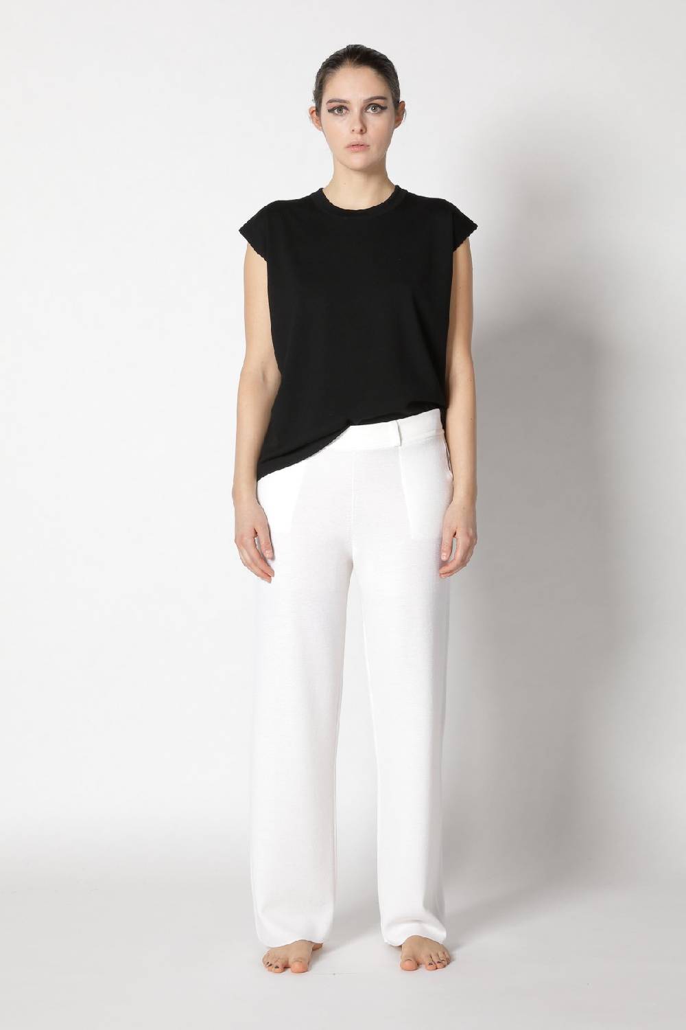 Sminfinity stretchy shell top + contrast mouliné scarf + milano palazzo pants Sonderangebote