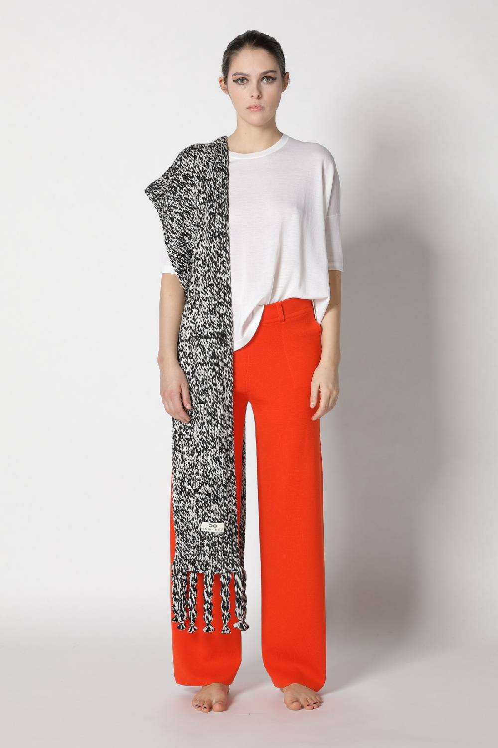 Sminfinity flowing cape jumper + milano palazzo pants + contrast mouliné scarf Wochenangebot