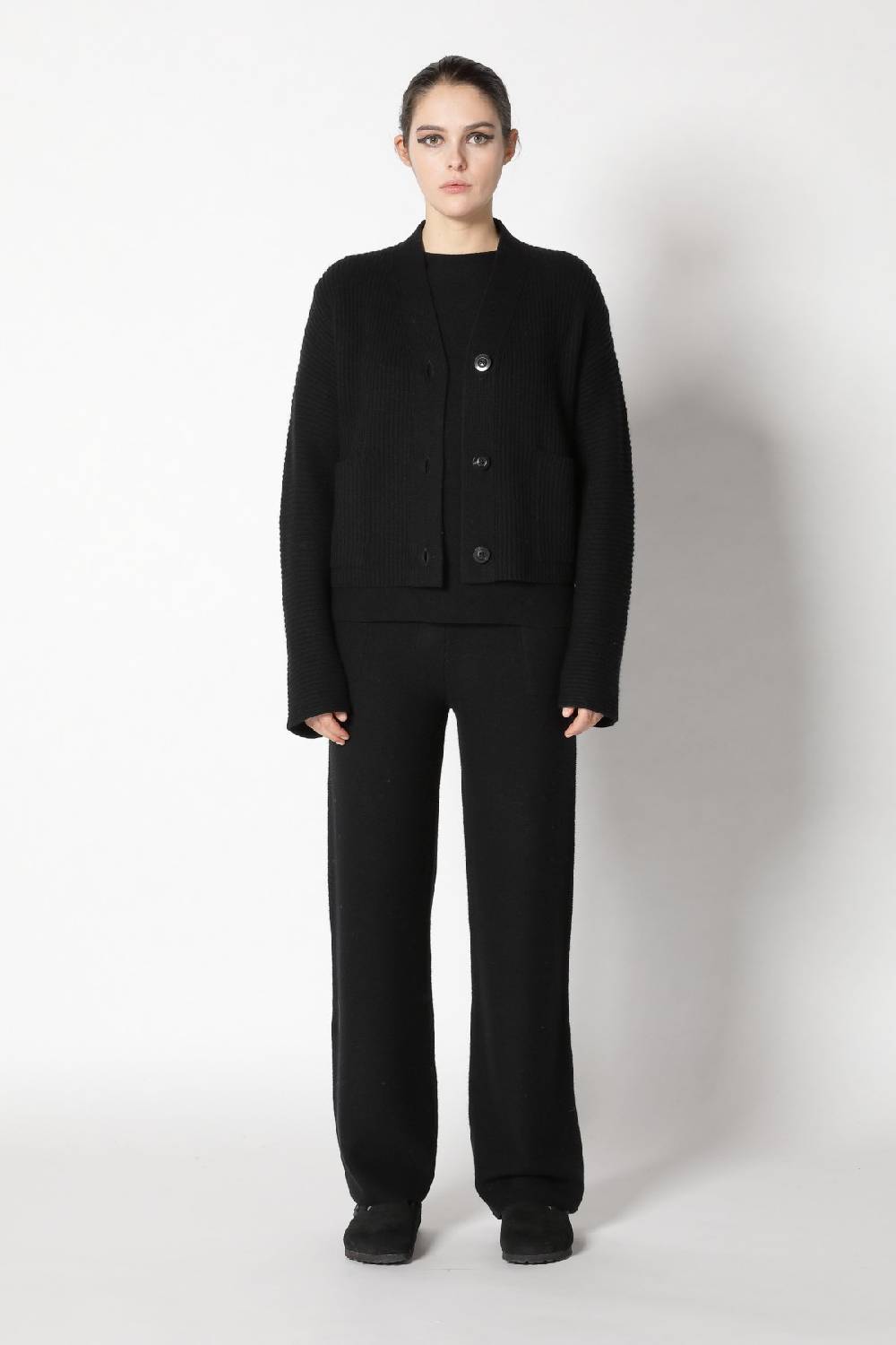 Sminfinity slouchy rib cardigan + garter T jumper + garter palazzo pants Fabrikladen