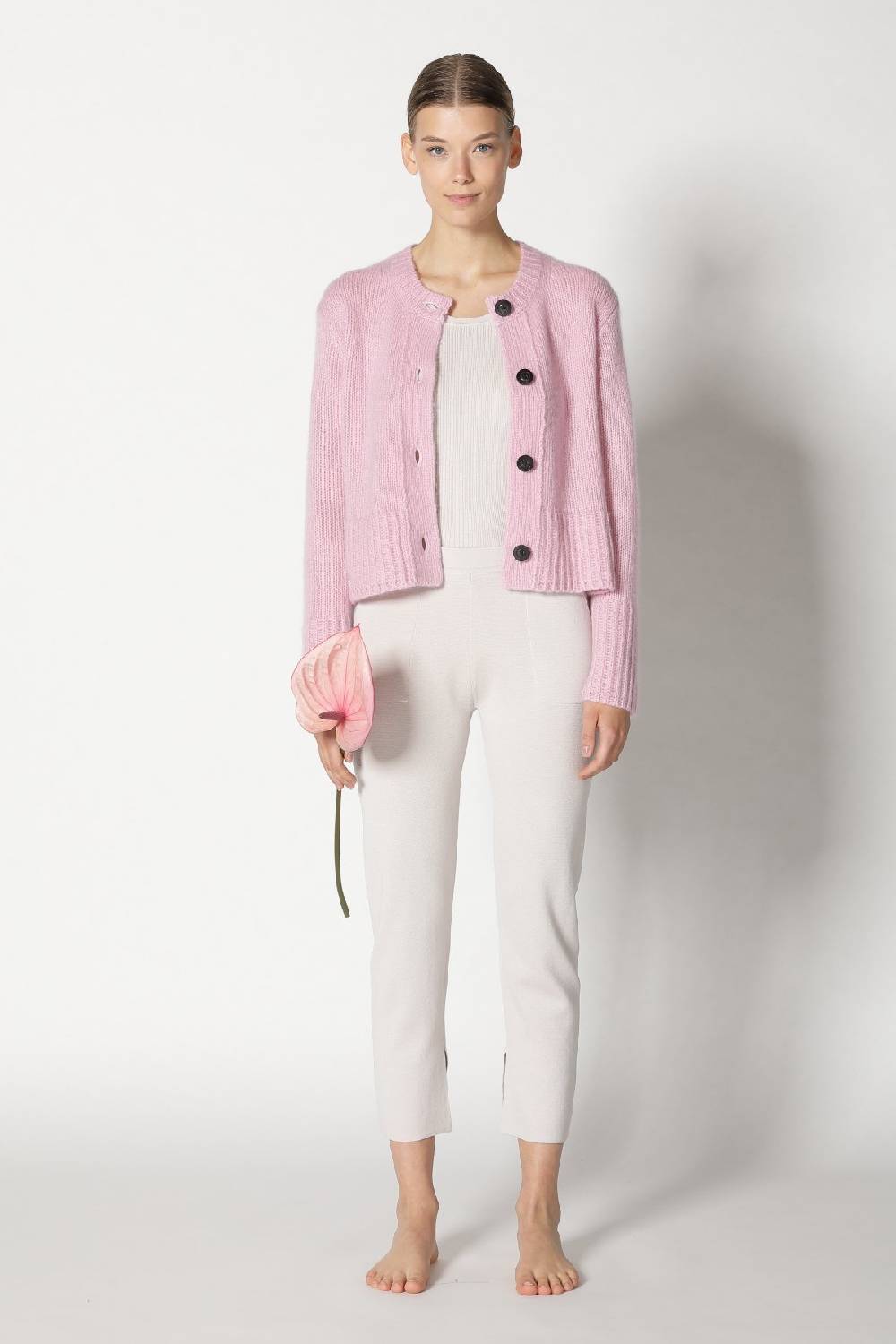 Sminfinity fluffy cropped jacket + silky rib tank top + silky cropped pants Großer Ausverkauf