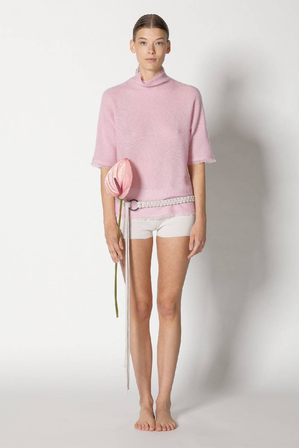 Sminfinity fluffy fringe turtle top + silky cropped pants Begrenztes Angebot