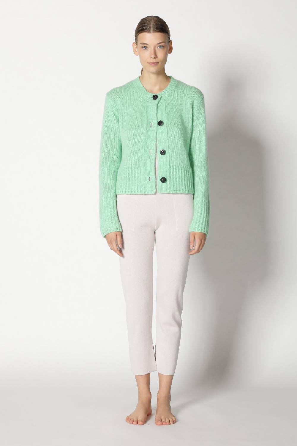 Sminfinity fluffy cropped jacket + silky rib tank top + silky cropped pants Saisonschlussverkauf