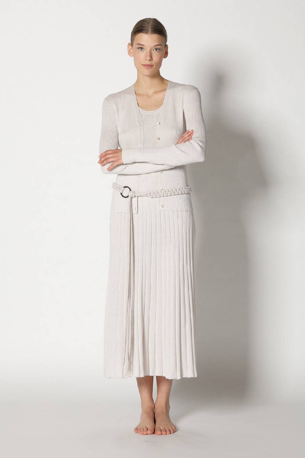 Sminfinity silky rib cardy + silky rib tank top + silky sun rib skirt + hang loose ring belt Black Friday