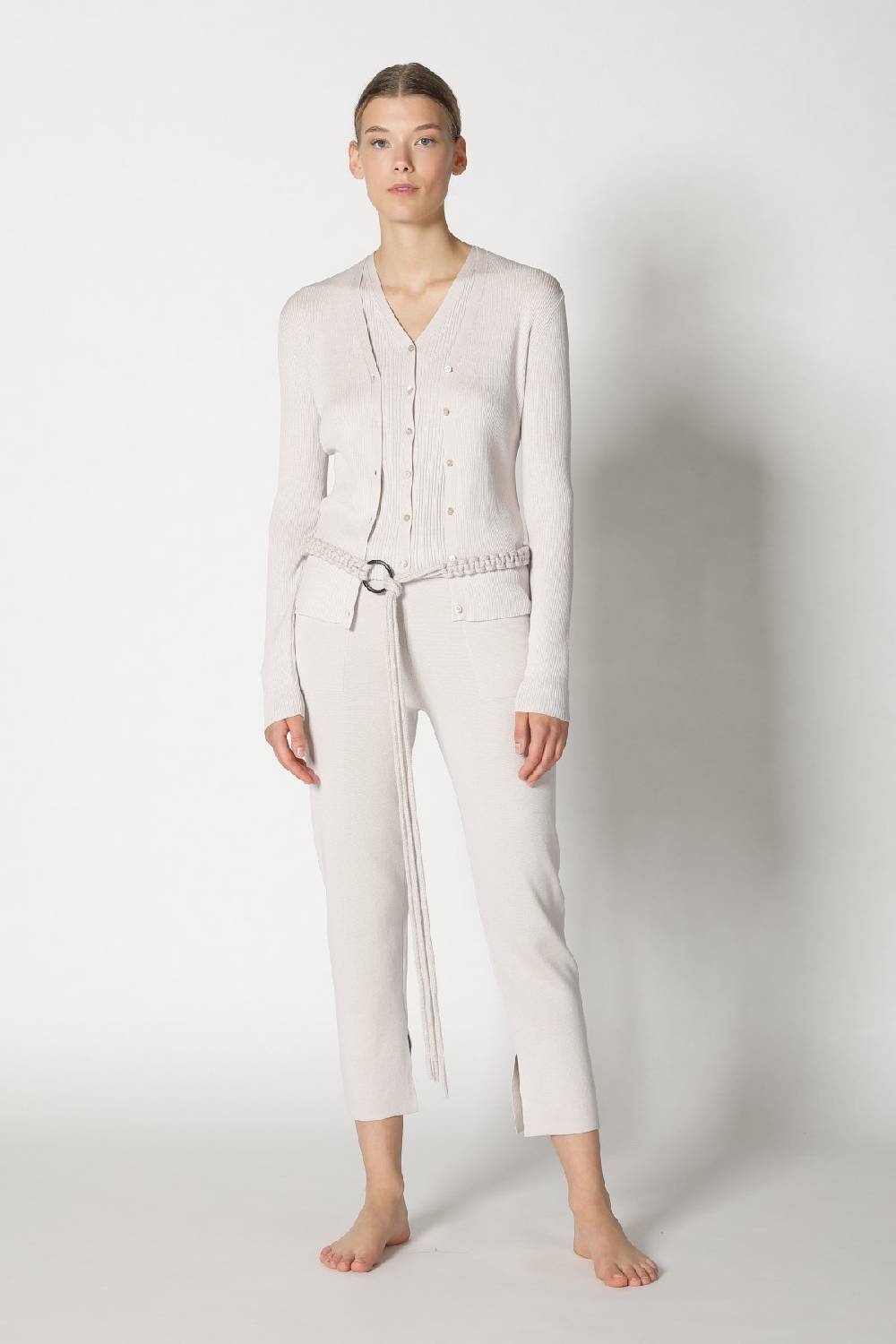 Sminfinity silky rib cardy + silky rib vest + silky cropped pants + hang loose ring belt Weihnachtsangebot