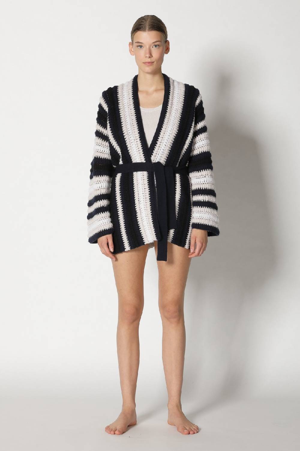 Sminfinity pure stripe crochet jacket + silky rib tank top Osterangebot