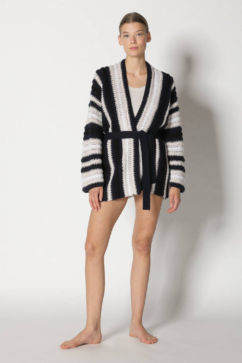 Sminfinity pure stripe crochet jacket + silky rib tank top Osterangebot