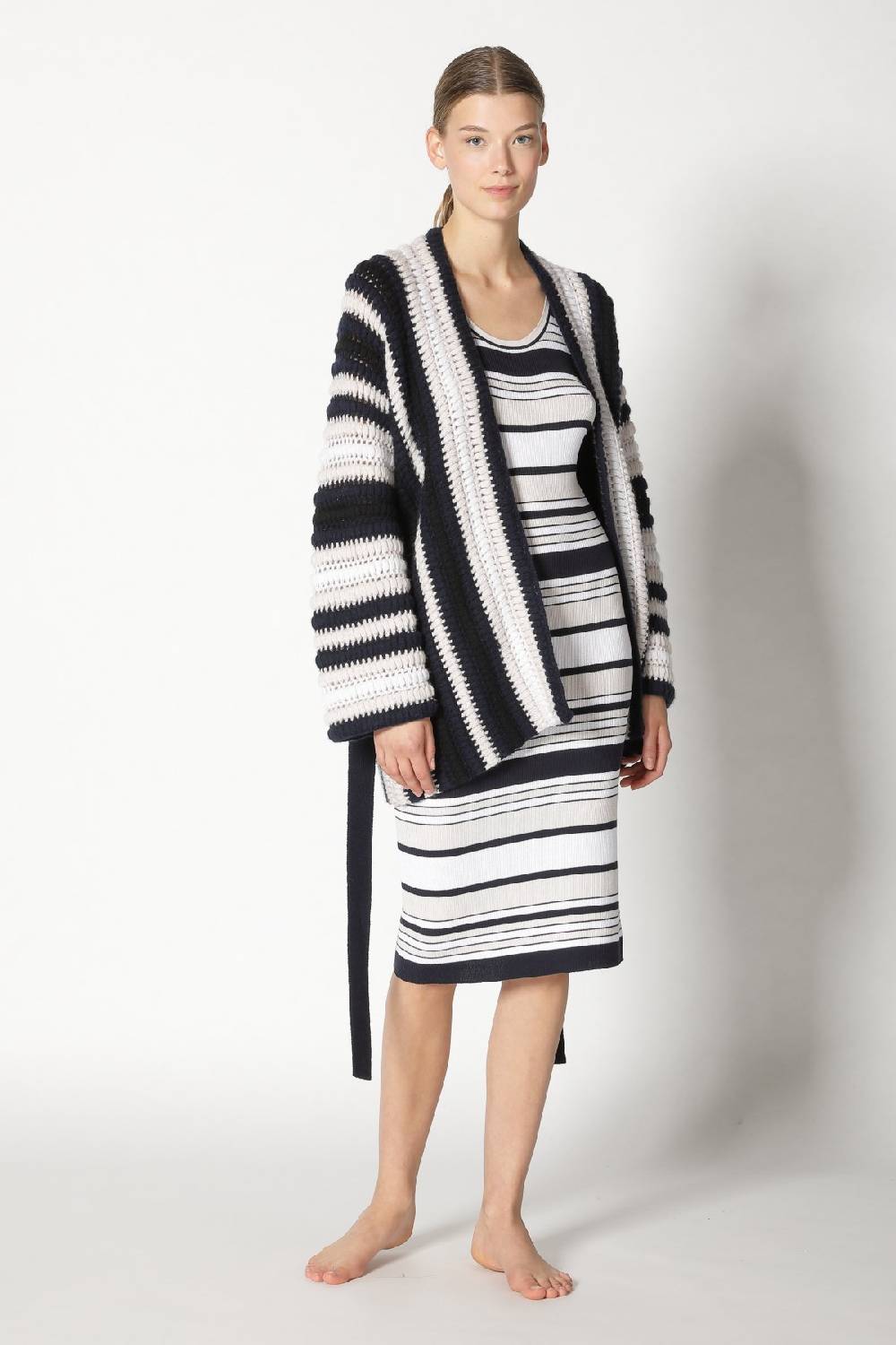 Sminfinity silky rib stripe tank dress + pure stripe crochet jacket Muttertagsangebot