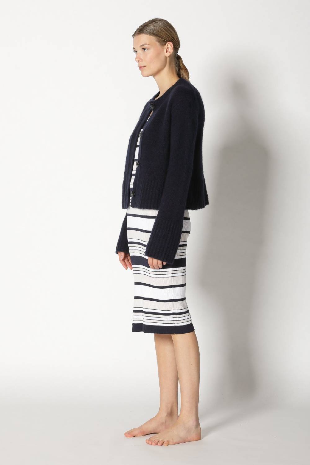 Sminfinity fluffy cropped jacket + silky rib stripe tank dress Jubiläumsangebot