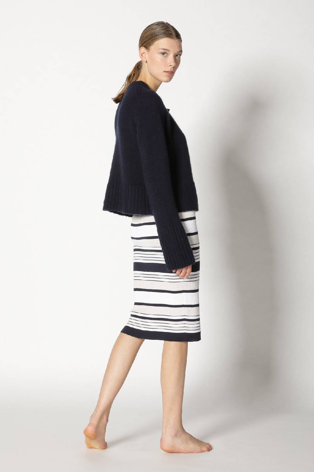 Sminfinity fluffy cropped jacket + silky rib stripe tank dress Jubiläumsangebot
