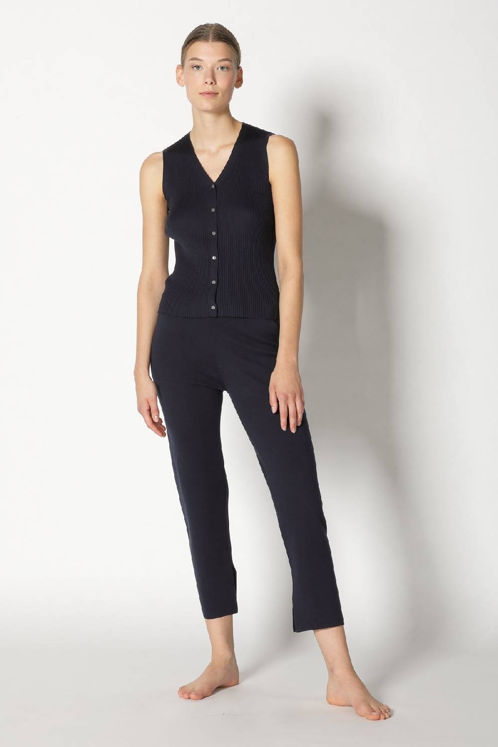 Sminfinity silky rib vest + silky cropped pants