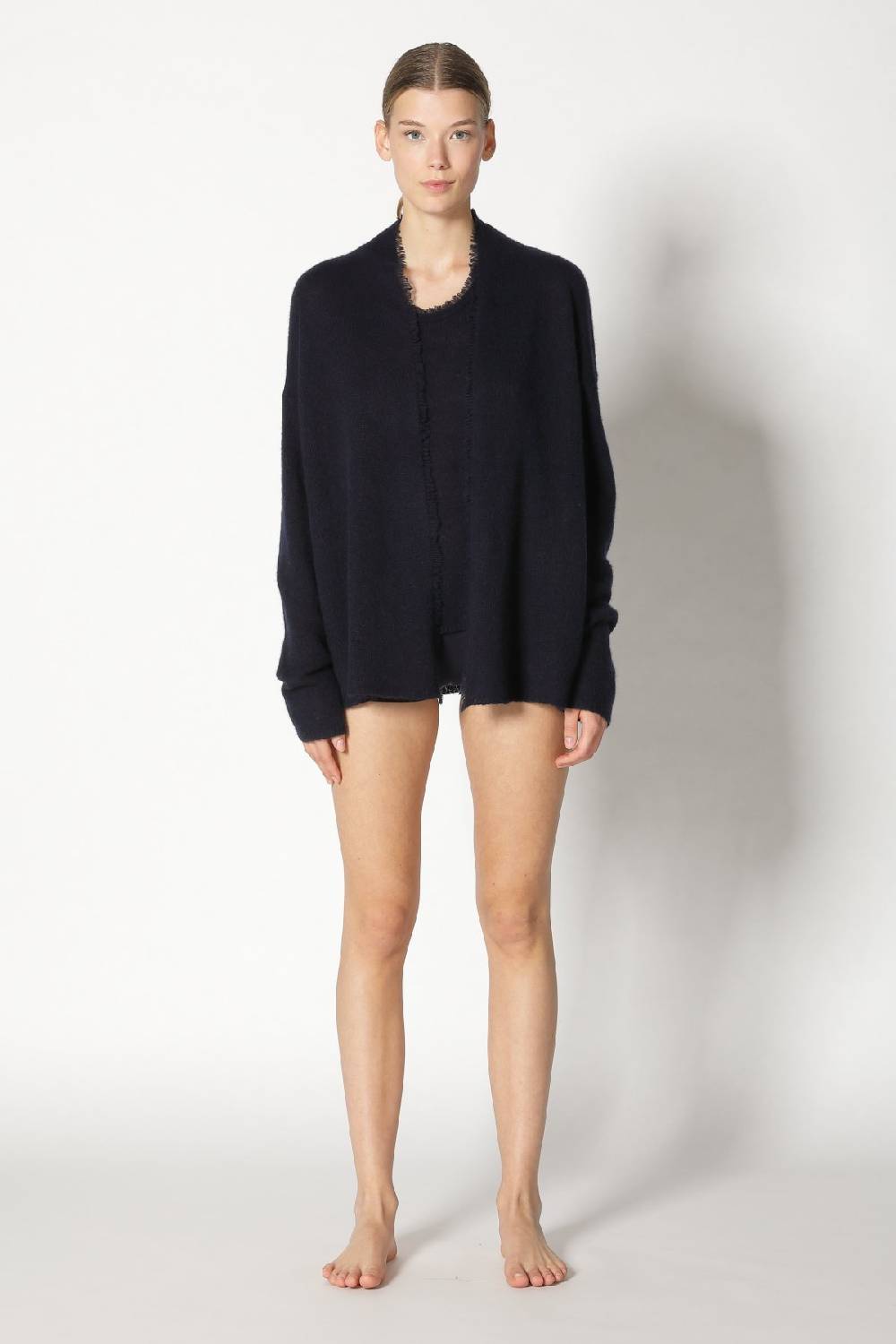 Sminfinity fluffy fringe plaid + fluffy fringe jacket + fluffy fringe crew top Heißer Verkauf