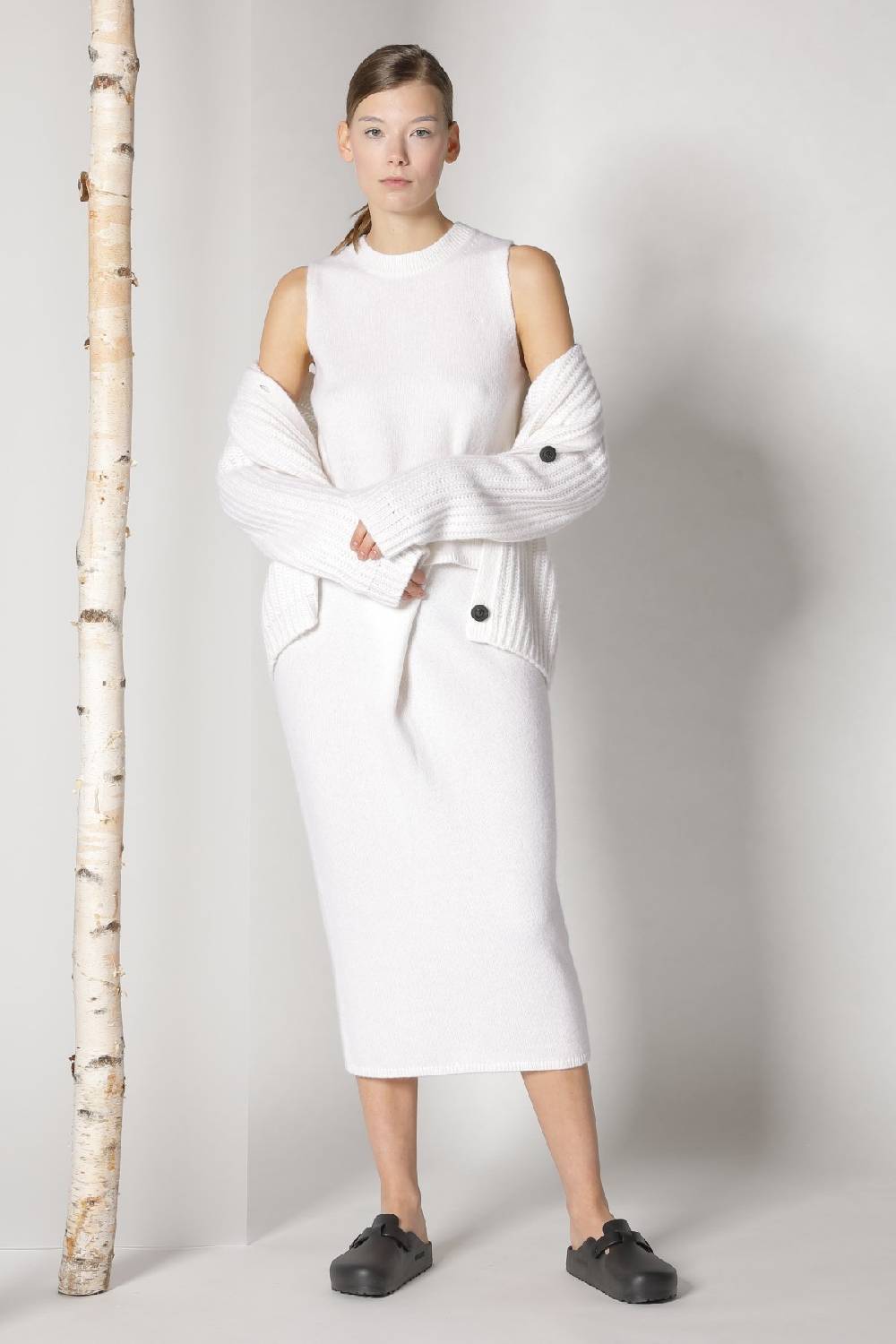 Sminfinity blurry ribbed cardigan + blurry crew top + blurry tulip skirt VIP-Rabatte