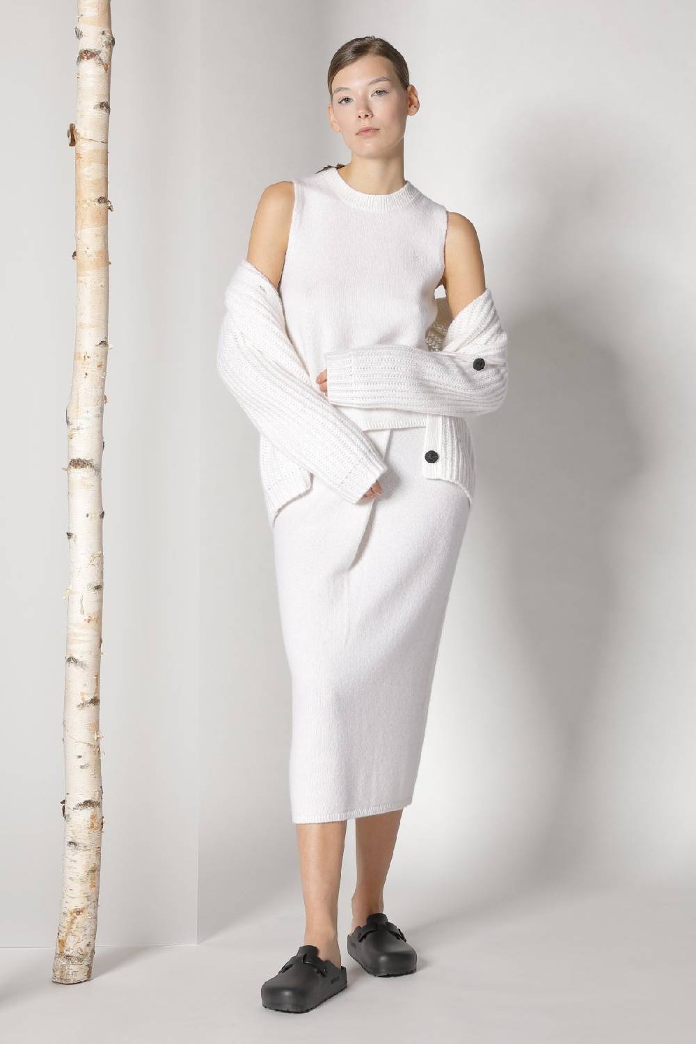 Sminfinity blurry ribbed cardigan + blurry crew top + blurry tulip skirt VIP-Rabatte
