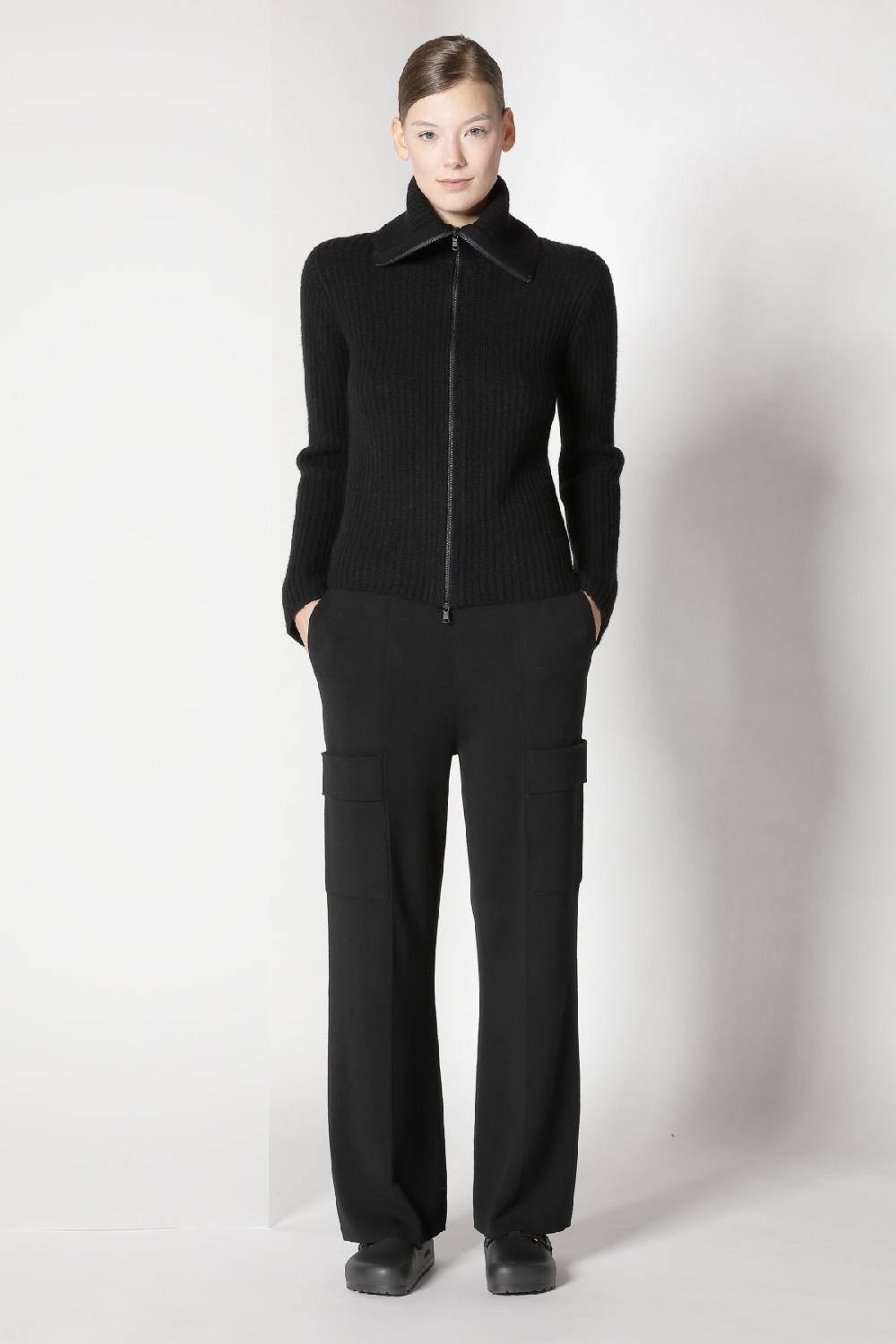 Sminfinity blurry ribbed zip-jacket + cargo bellbottom pants Tiefpreis