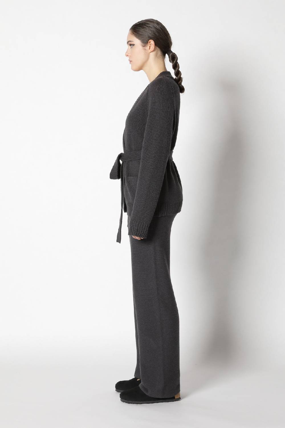 Sminfinity airy belted jacket + garter palazzo pants Sonderangebot