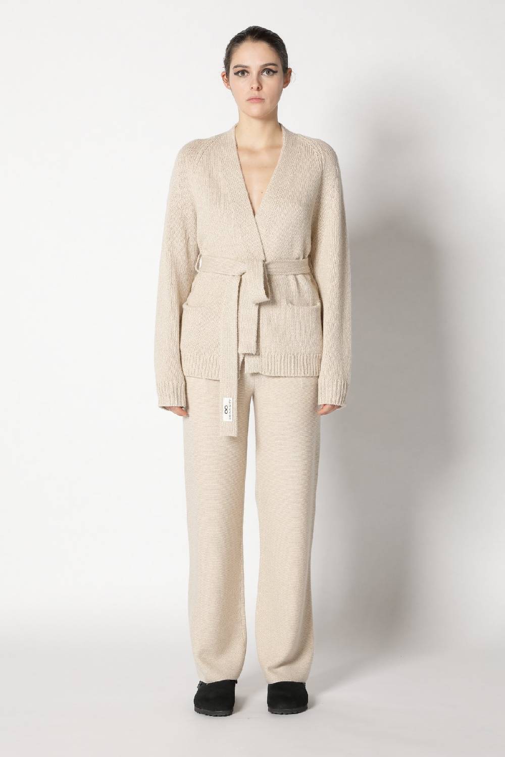 Sminfinity airy belted jacket + garter palazzo pants Sonderangebot