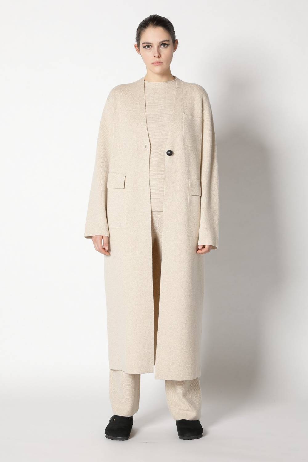Sminfinity doubleface maxi coat + garter T jumper + garter triangle + garter palazzo pants Flash Sale