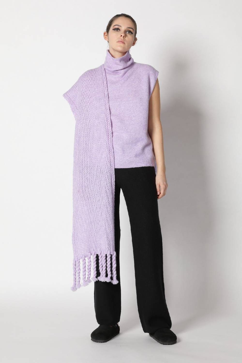 Sminfinity blurry turtle top + blurry chunky scarf + garter palazzo pants Top Angebot