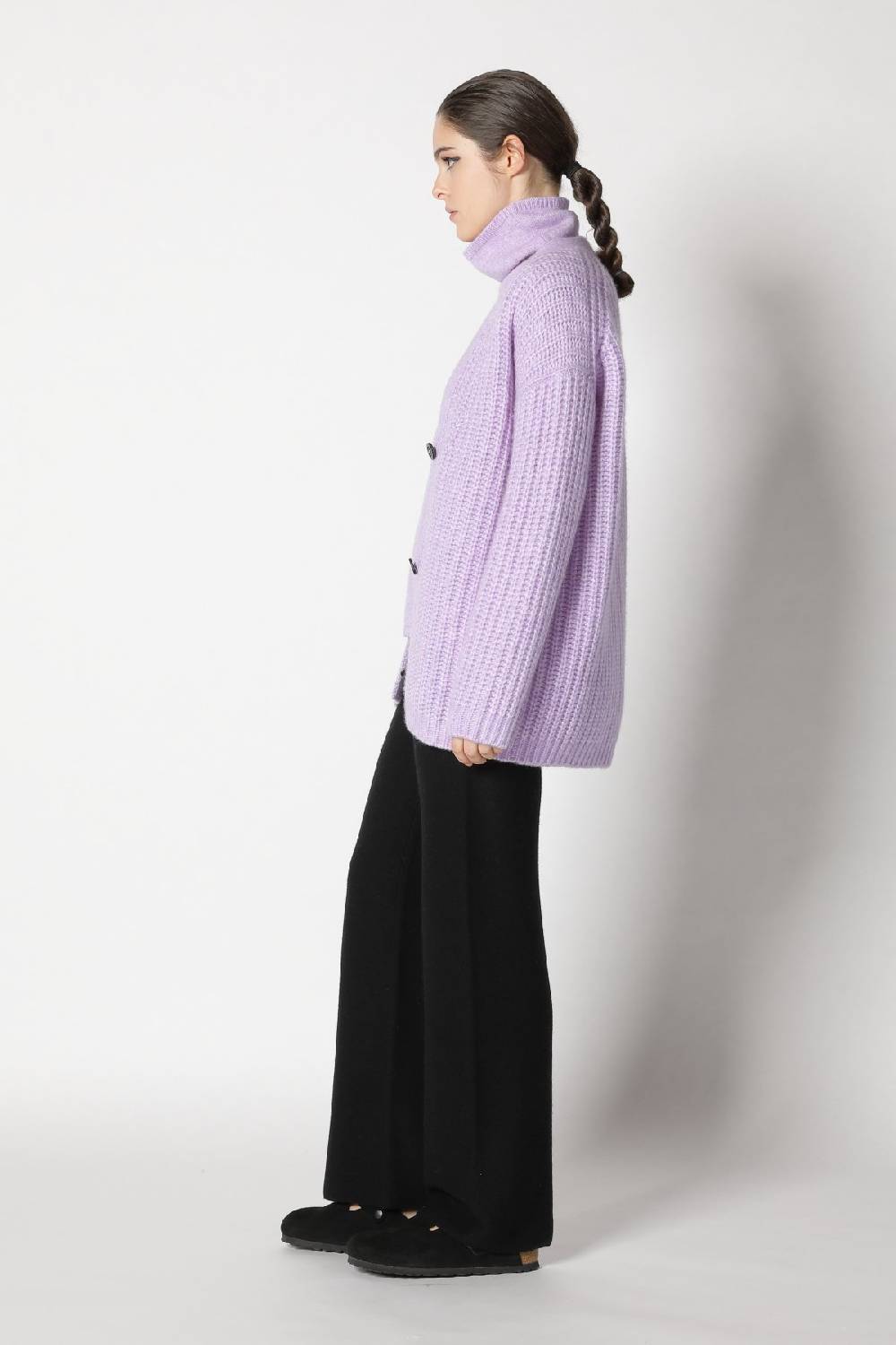 Sminfinity blurry turtle top + blurry chunky cardy + garter palazzo pants Neueste Mode