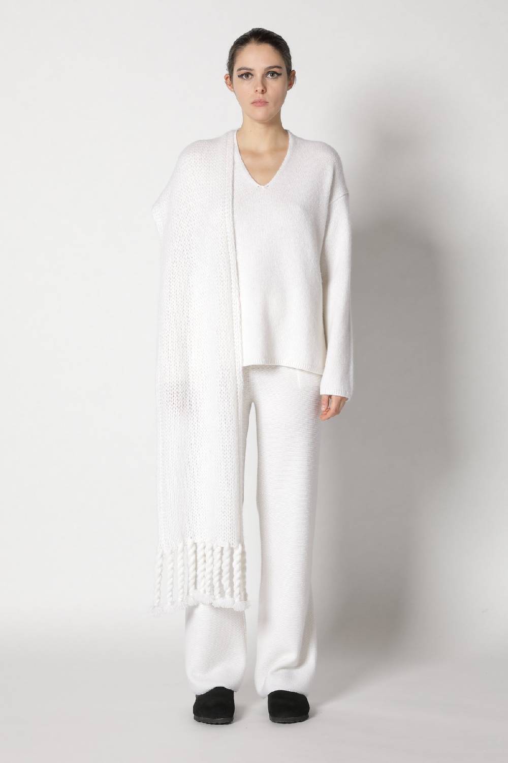 Sminfinity blurry V jumper + blurry chunky scarf + garter palazzo pants Große Rabatte