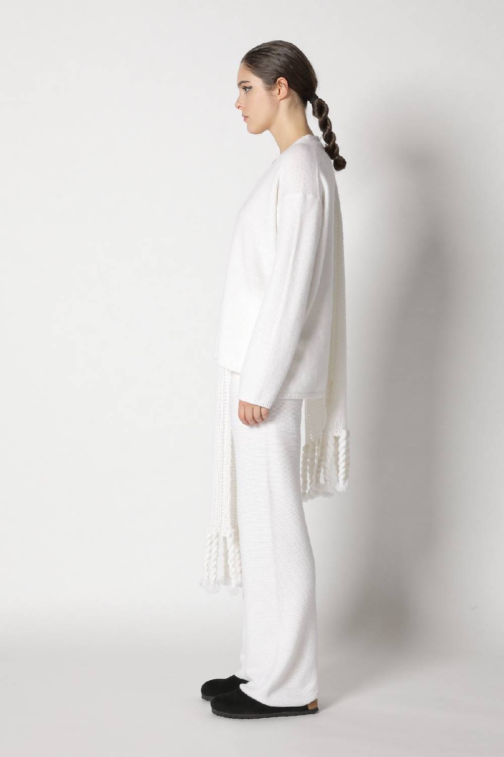 Sminfinity blurry V jumper + blurry chunky scarf + garter palazzo pants Große Rabatte