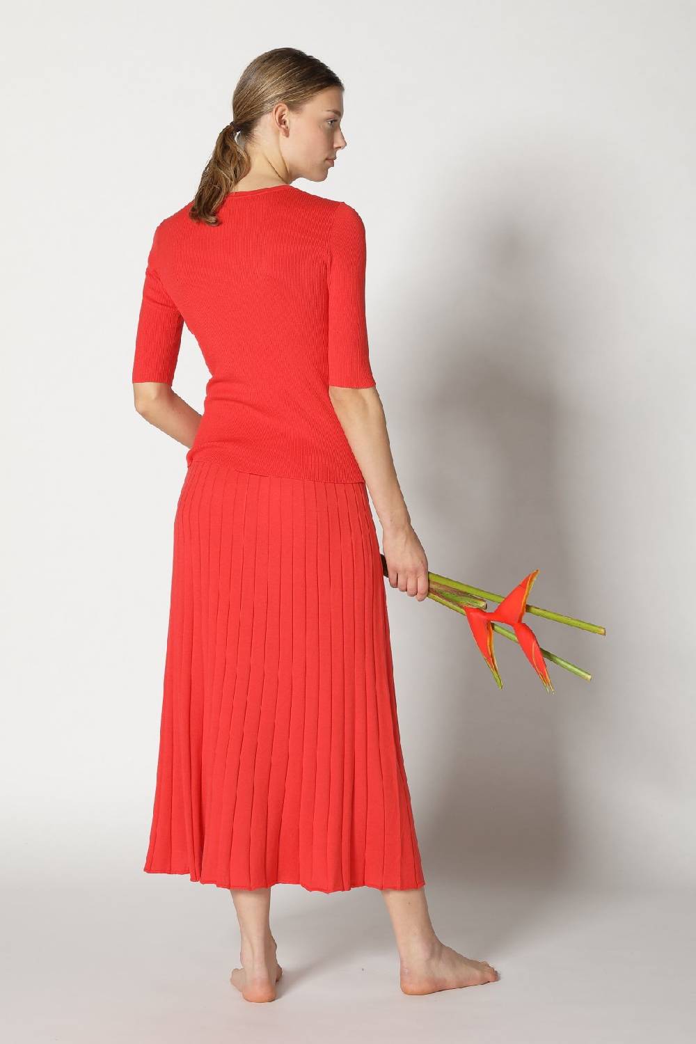 Sminfinity silky rib crew T + silky sun rib skirt Online Outlet