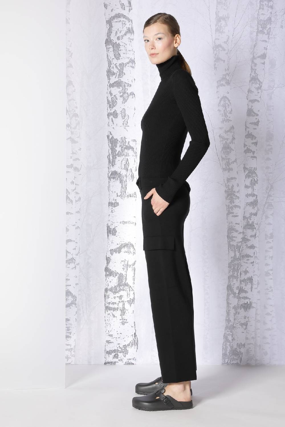 Sminfinity extrafine rib turtle + milano cropped cargo pants Fabrikverkauf