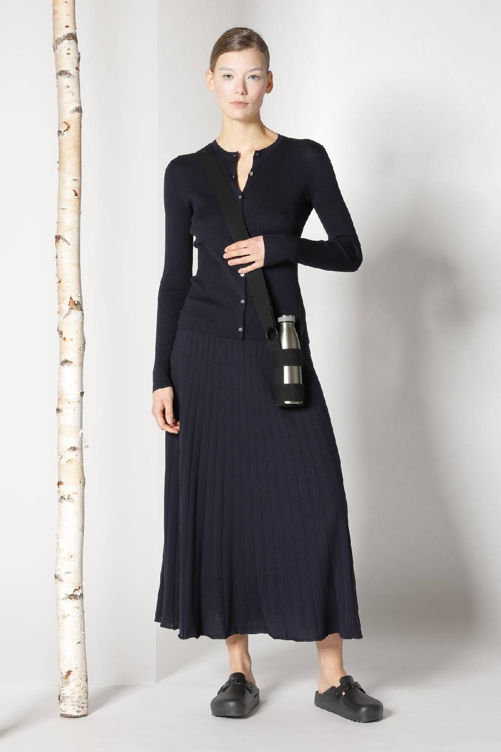 Sminfinity silky rib crew cardi + silky rib skirt Rabatt