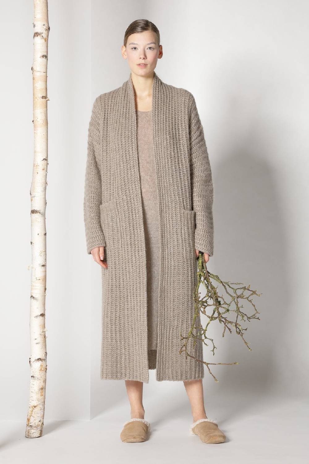 Sminfinity fluffy ribbed maxi coat + fluffy 1 Ply tank dress Großer Ausverkauf