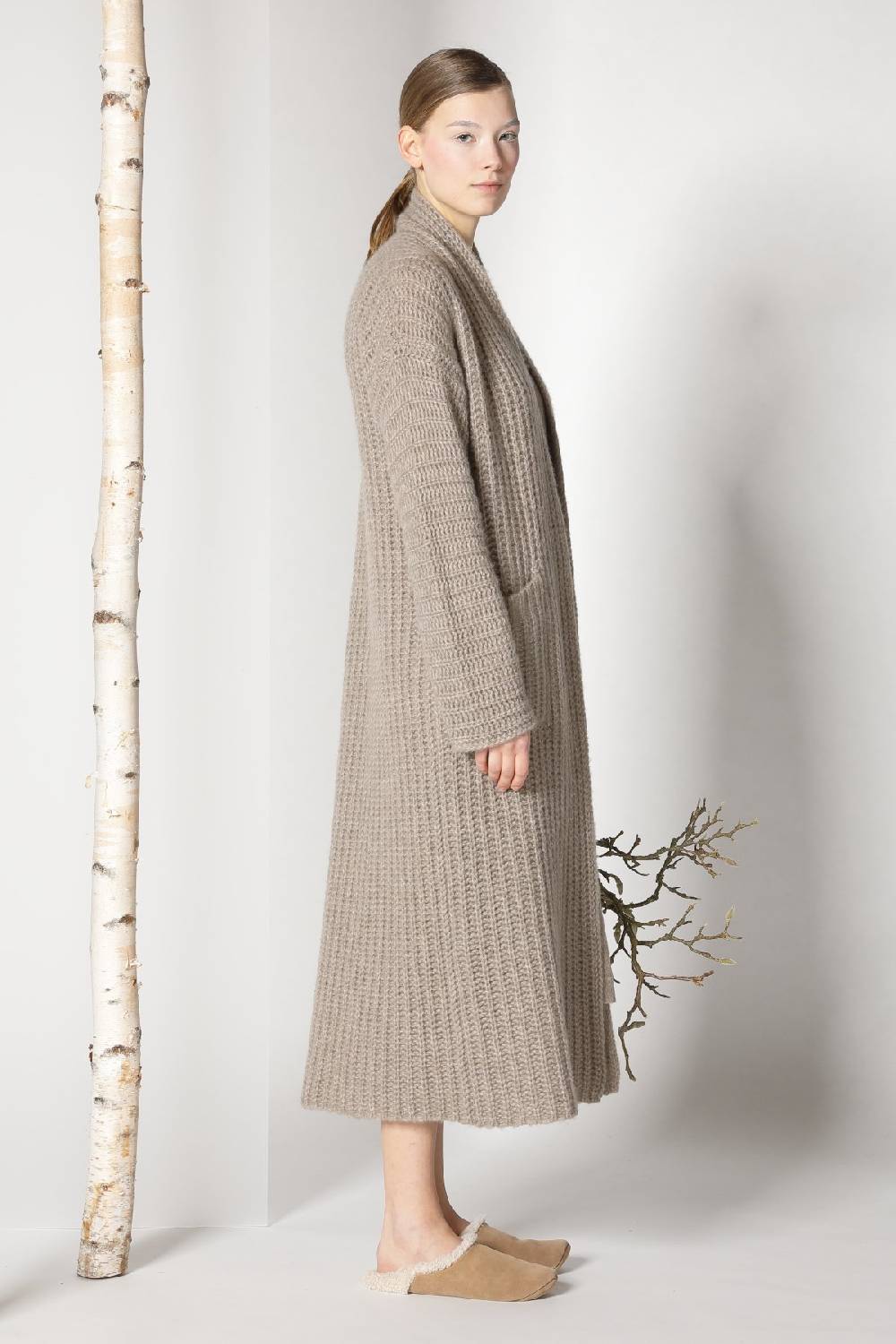 Sminfinity fluffy ribbed maxi coat + fluffy 1 Ply tank dress Großer Ausverkauf