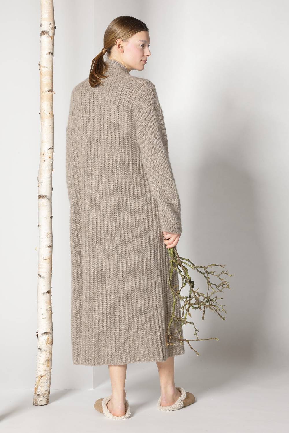 Sminfinity fluffy ribbed maxi coat + fluffy 1 Ply tank dress Großer Ausverkauf