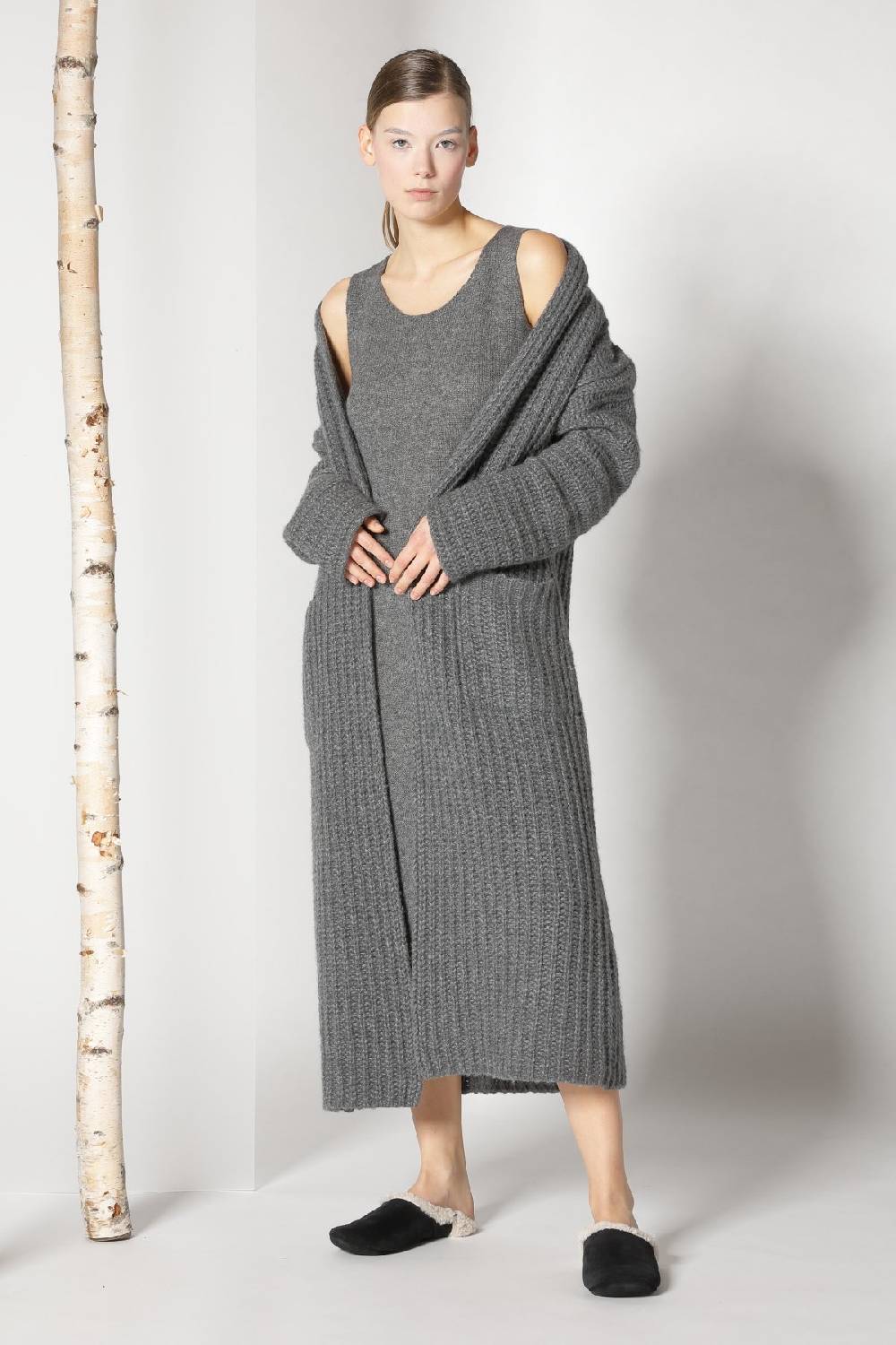 Sminfinity fluffy ribbed maxi coat + fluffy 1 Ply tank dress Begrenztes Angebot