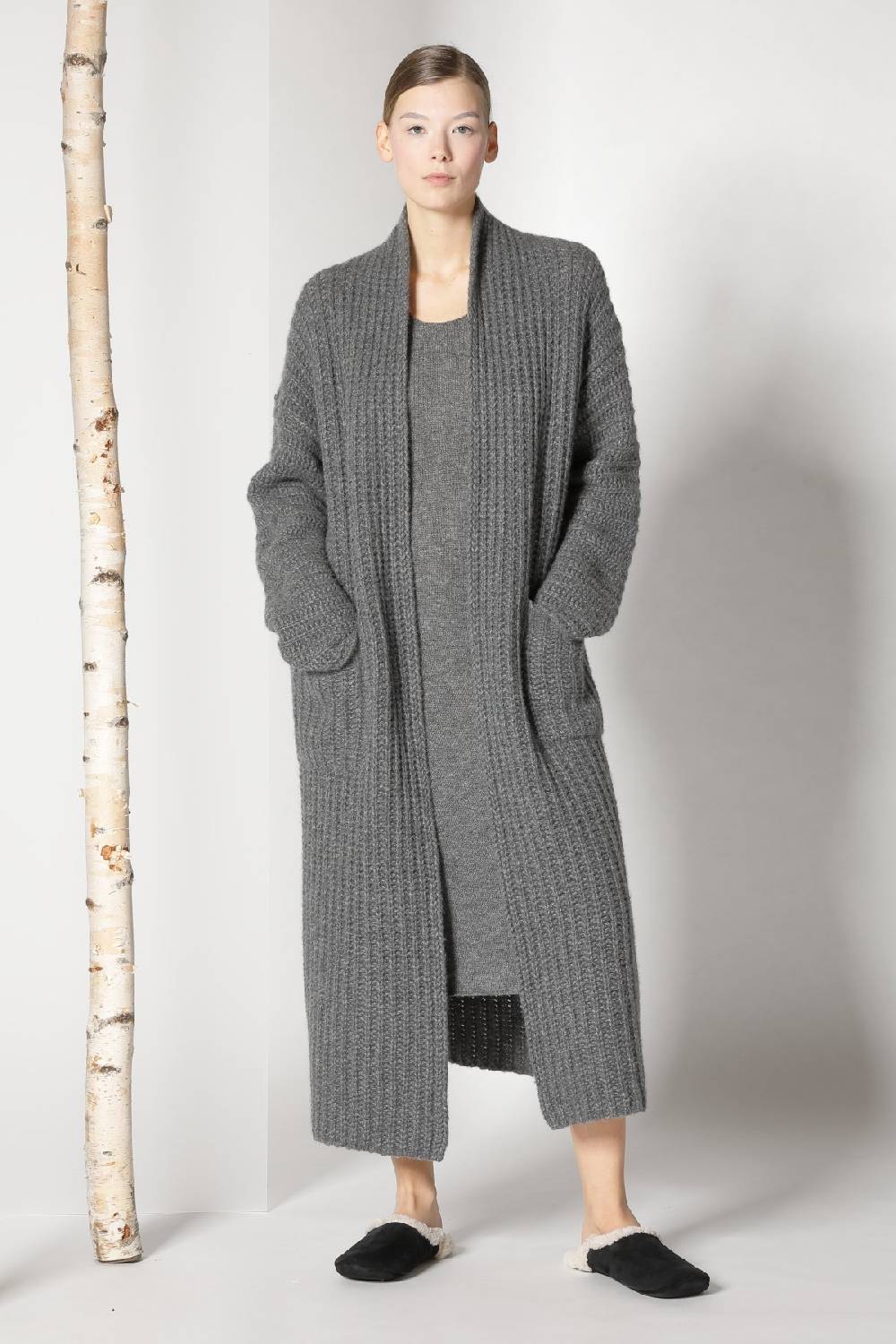 Sminfinity fluffy ribbed maxi coat + fluffy 1 Ply tank dress Begrenztes Angebot