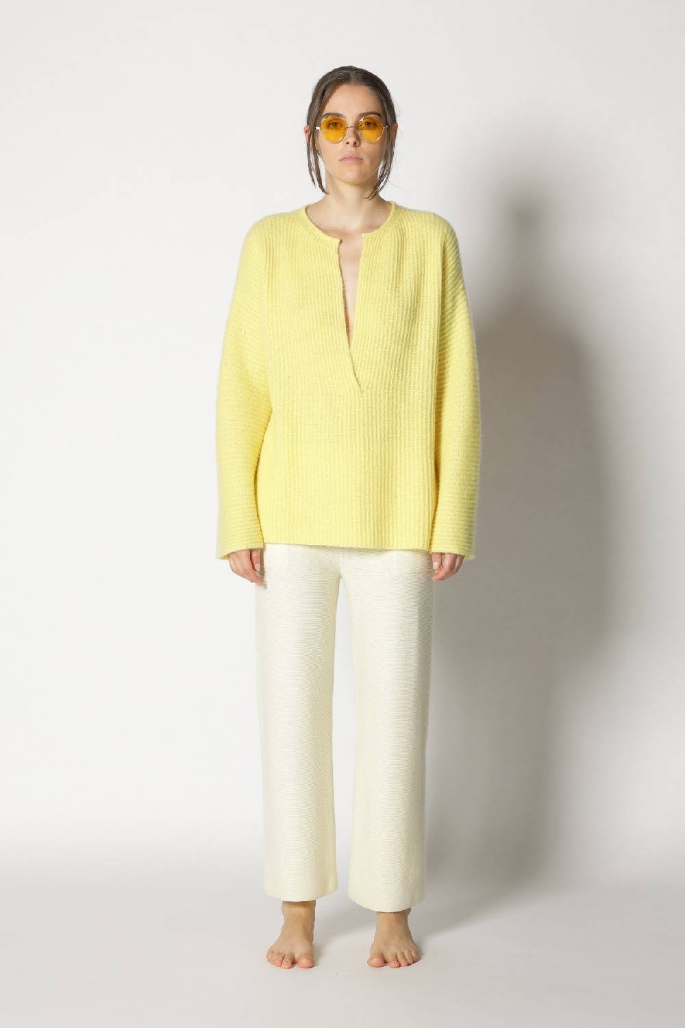 Sminfinity fluffy rib jumper + garter cropped pants Flash Sale