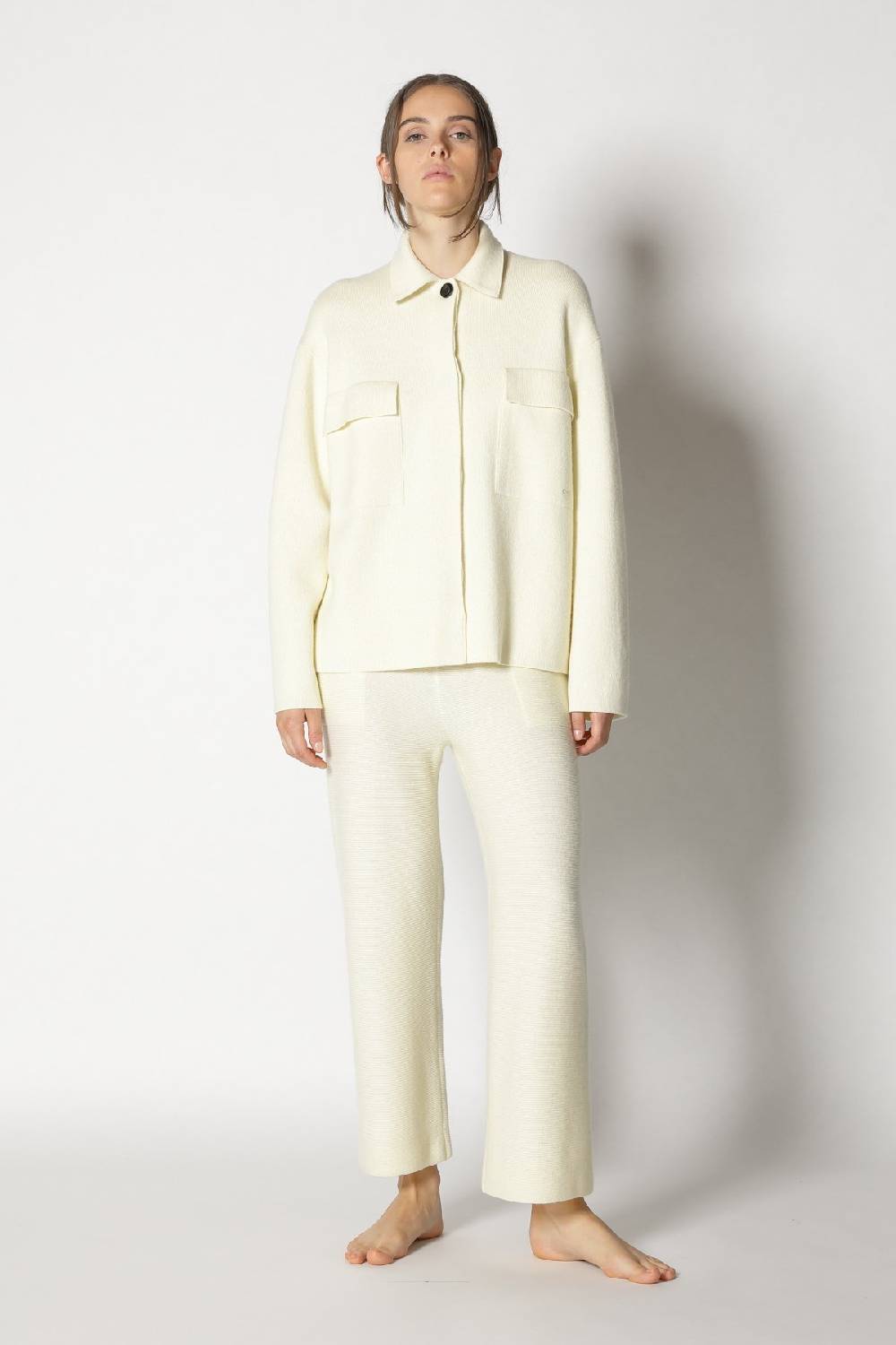 Sminfinity doubleface shirtjacket + garter cropped pants Online Shopping
