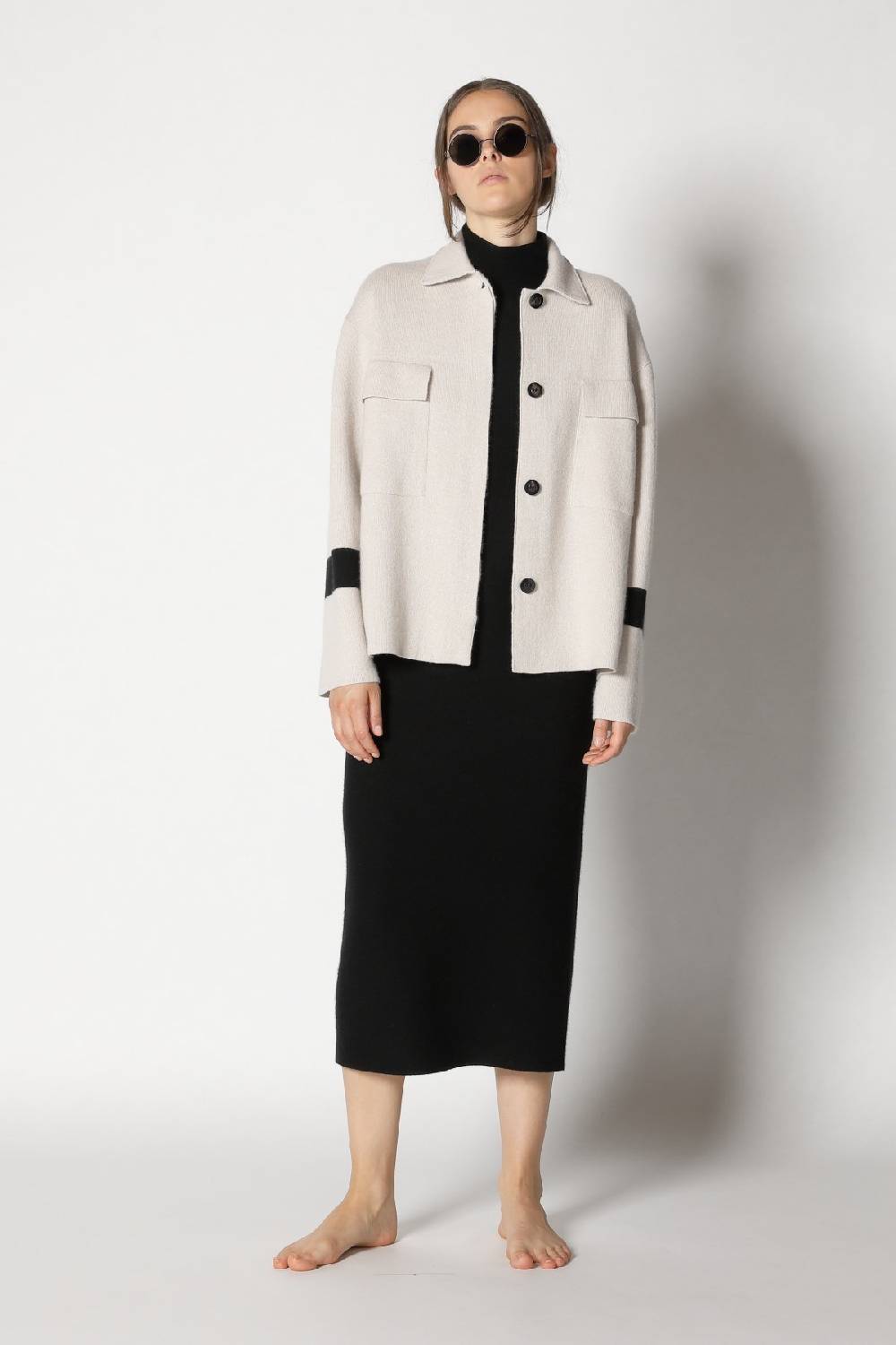 Sminfinity doubleface striped shirtjacket + garter maxi dress Heißer Verkauf