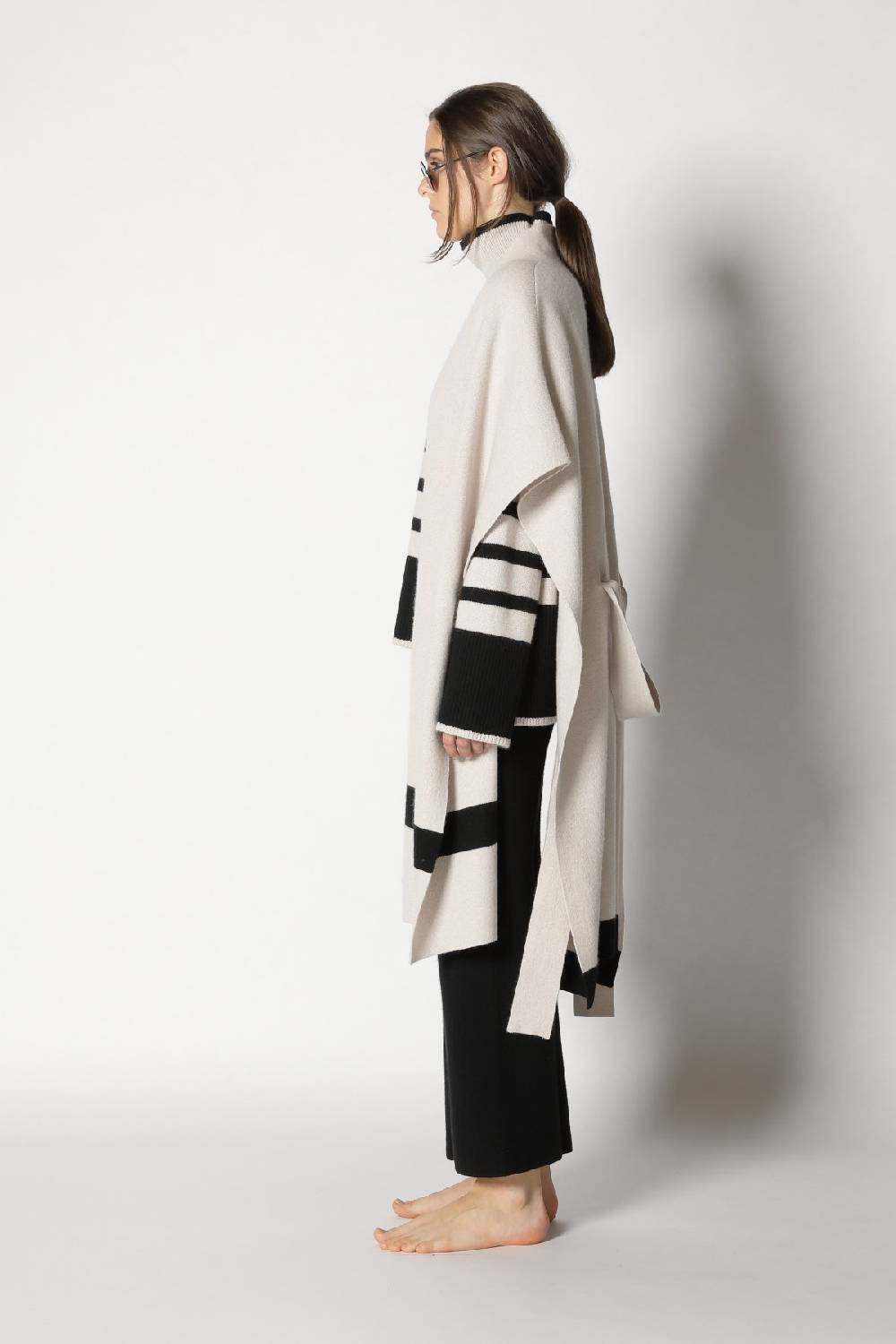 Sminfinity doubleface striped capecoat + slouchy striped turtle + gater cropped pants Top Angebot